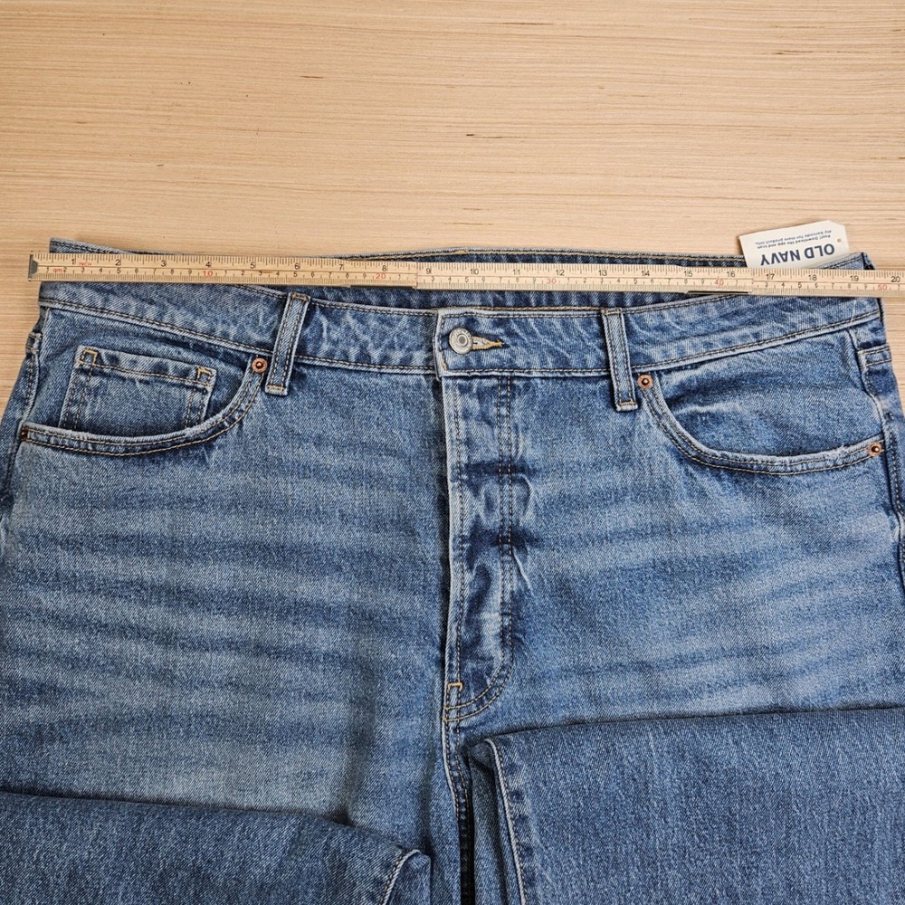 Old Navy OG Loose Button Fly Jeans Womens 18T Tall Blue High Rise Split Hem NEW - Picture 5 of 16